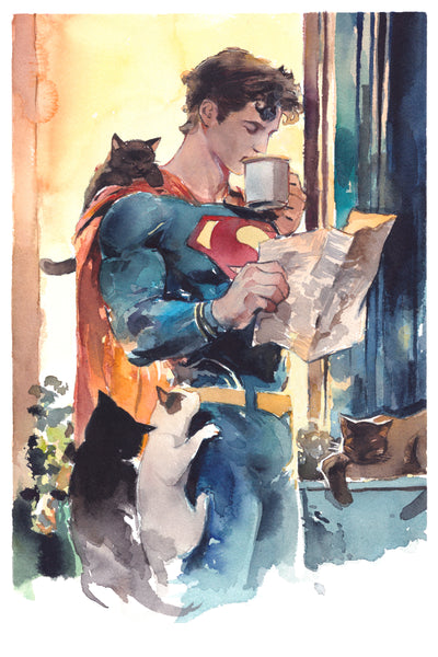Ito Superman Coffee Break 12x18” Limited Edition Giclee