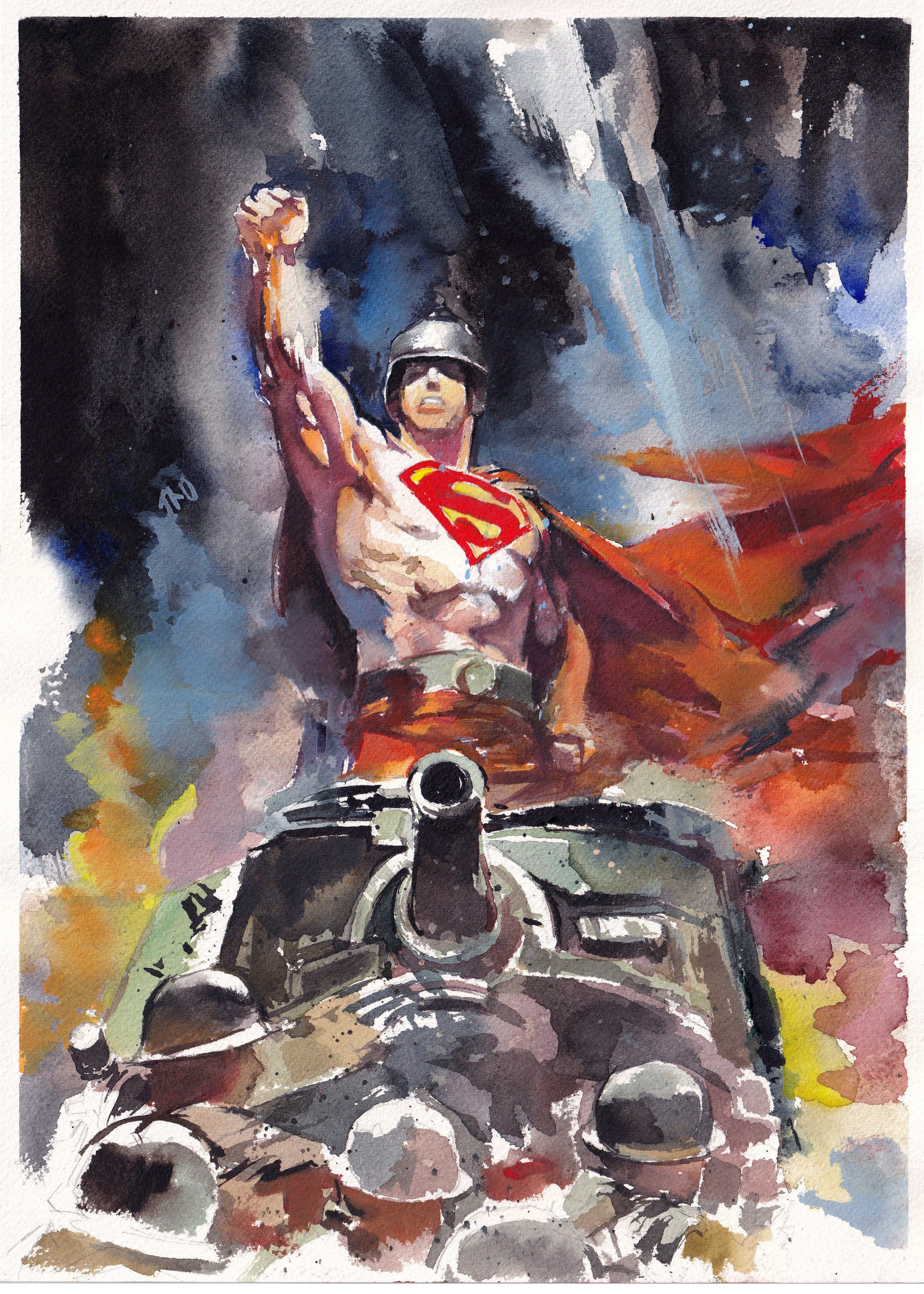Ito Original Art Superman Tank Illustration