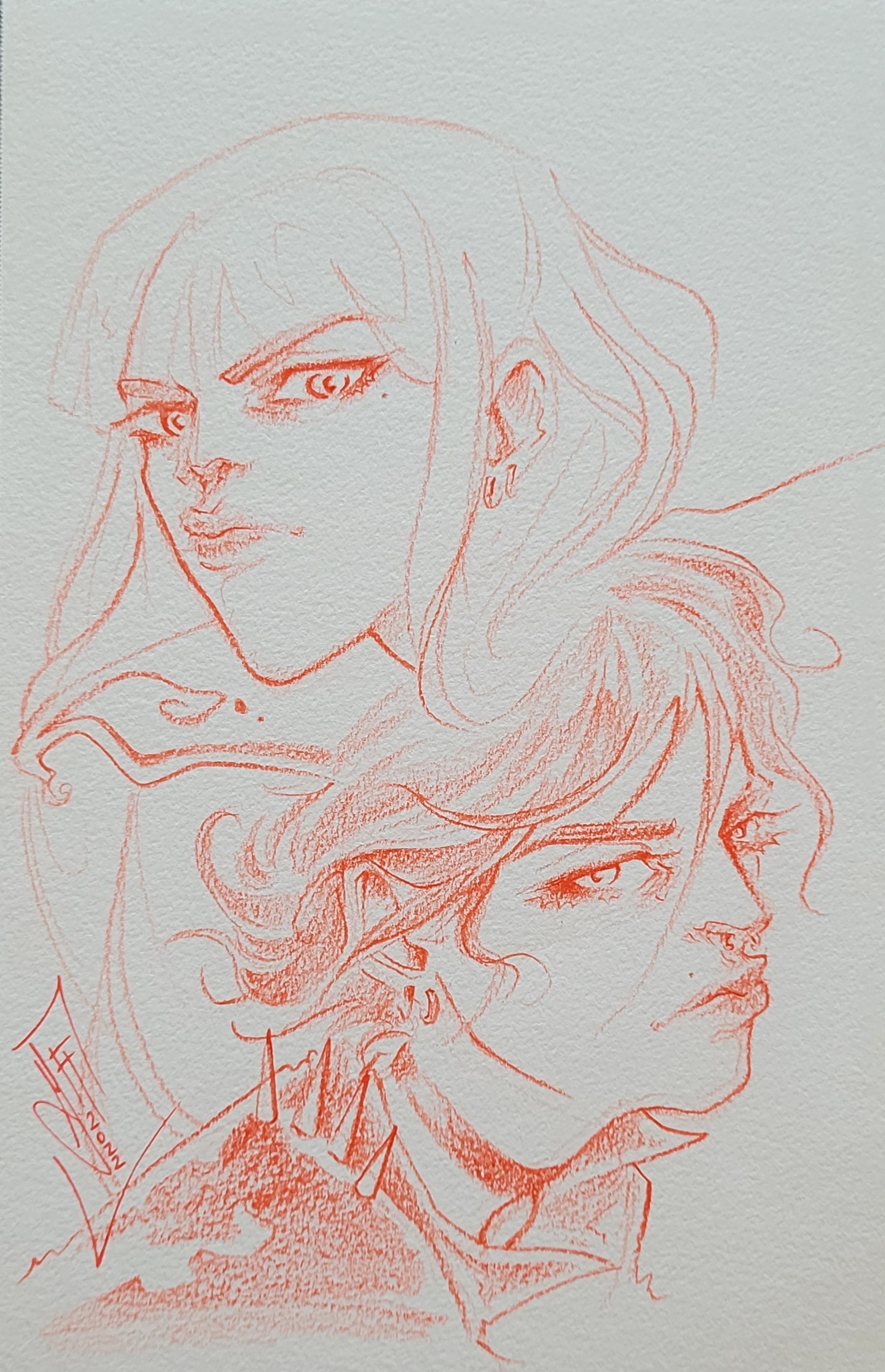 Francesca Fantini Original Art Jessamy and Angel from Stake Sketch