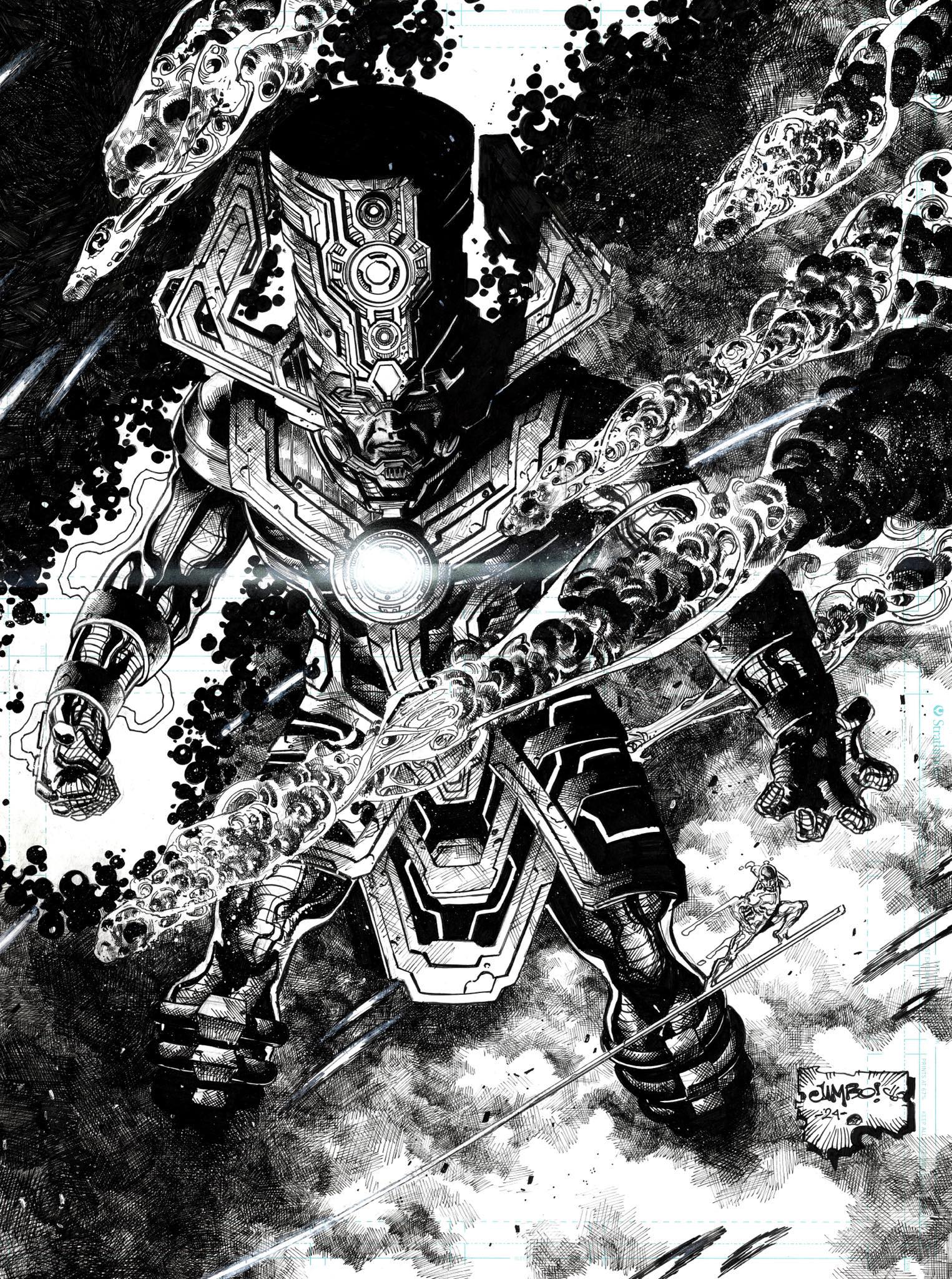 Jimbo Salgado Original Art Galactus & Silver Surfer Double Page Spread Illustration