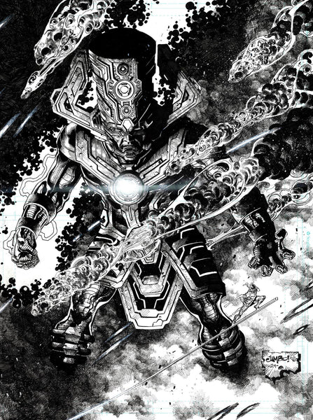 Jimbo Salgado Original Art Galactus & Silver Surfer Double Page Spread Illustration