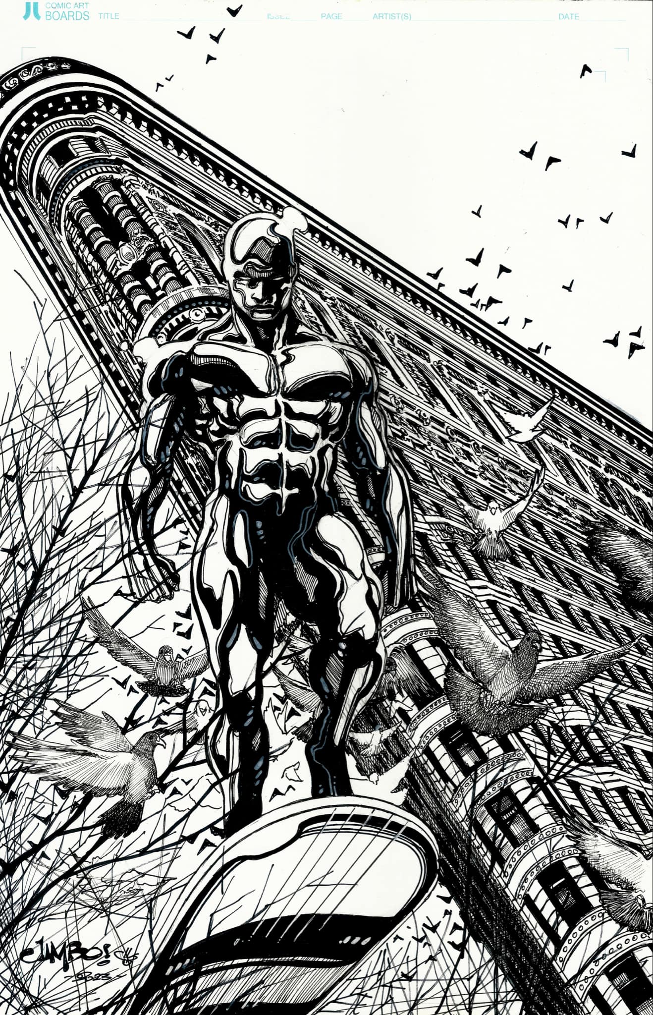 Jimbo Salgado Original Art Silver Surfer Illustration
