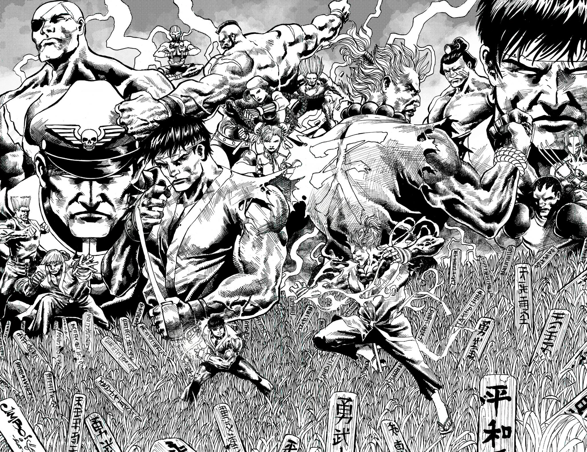 Jimbo Salgado Original Art Street Fighter Wraparound Top Shelf Comic Cover