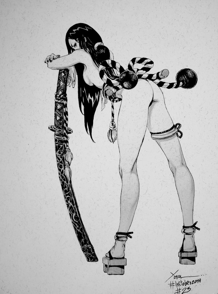 Yona Saura Original Art Katana Doll Illustration Comic Art