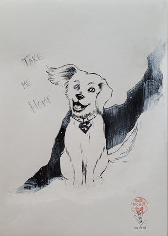 Francesca Fantini Original Art Krypto Superman Ink Illustration