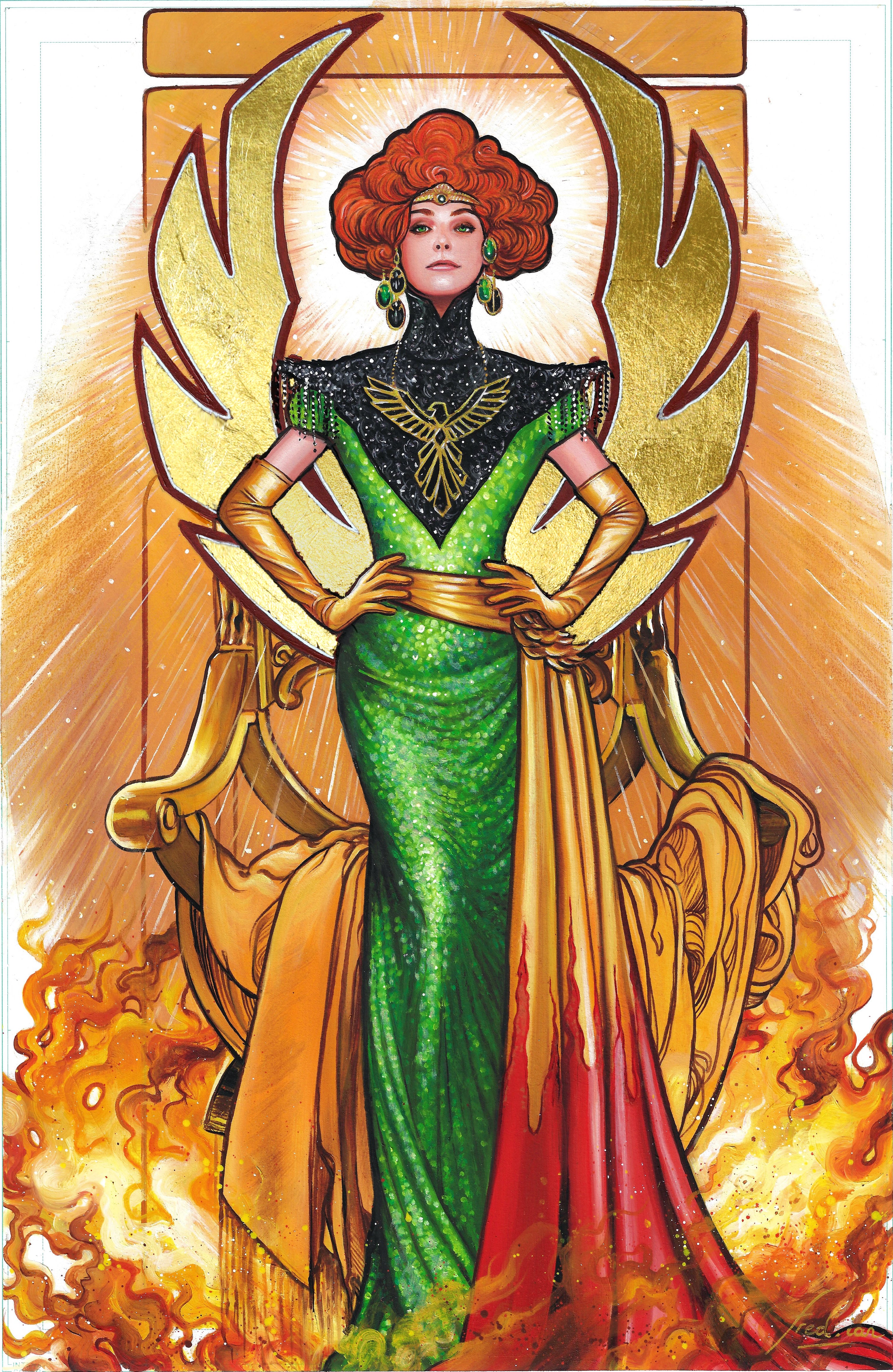 Fred Ian Original Art Belle Epoque Seris: Jean Grey Phoenix Illustration