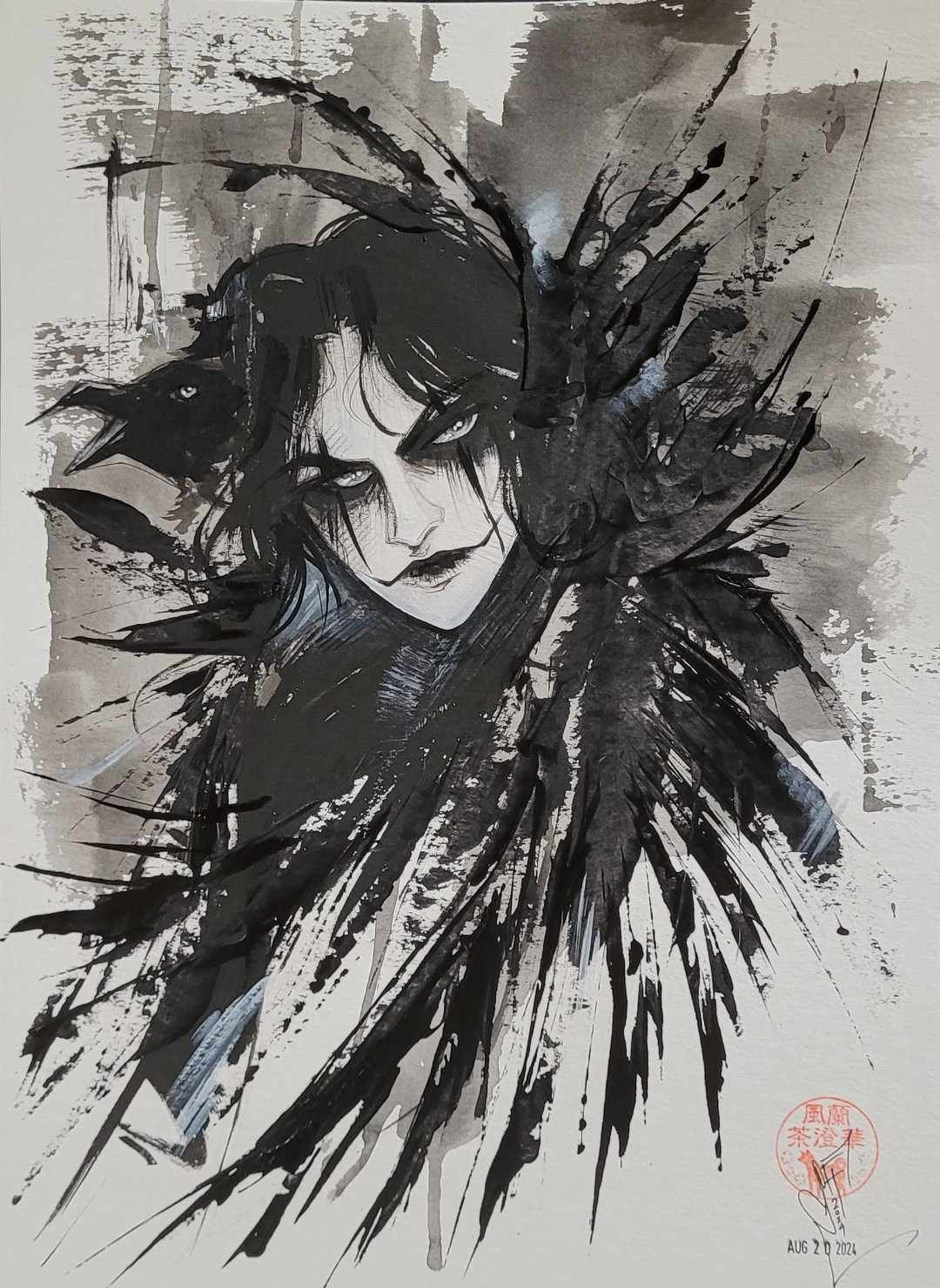 Francesca Fantini Original Art Lady Crow Illustration