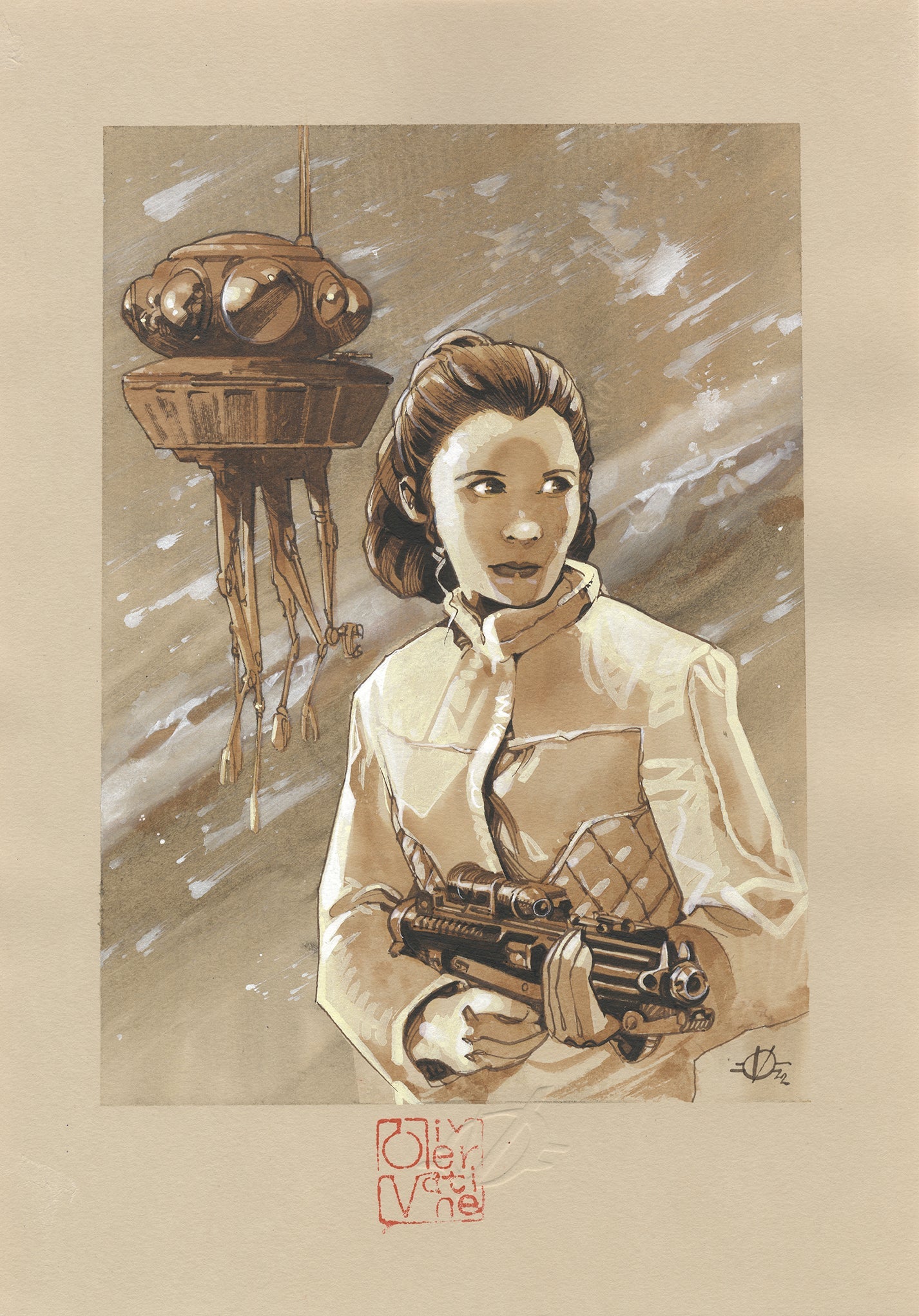 Olivier Vatine Original Art Star Wars Princess Leia Illustration