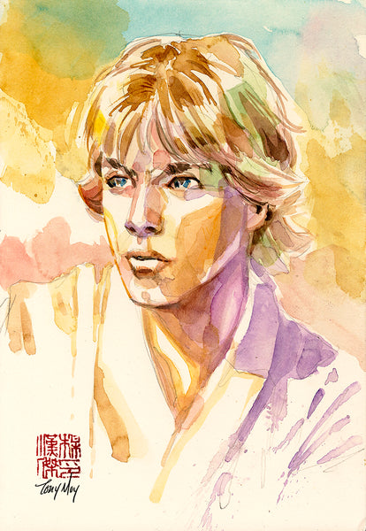 Tony Moy Original Art Luke Skywalker Watercolour Illustration