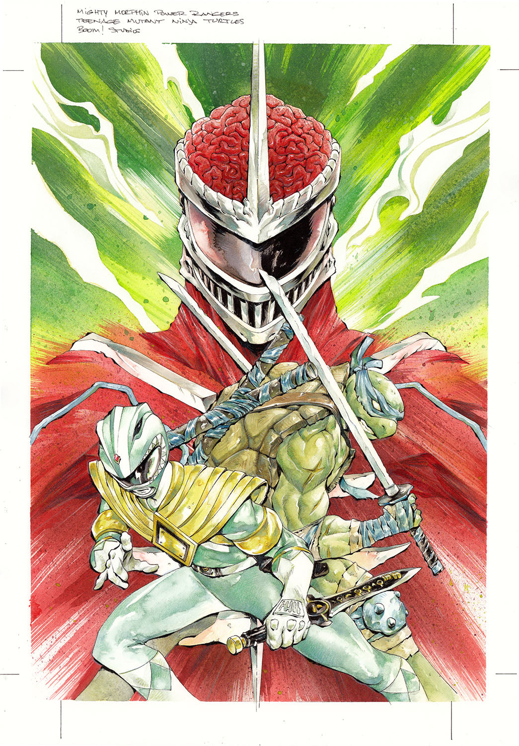 Chuma Hill Original Art MMPR x TMNT III #4 Cover