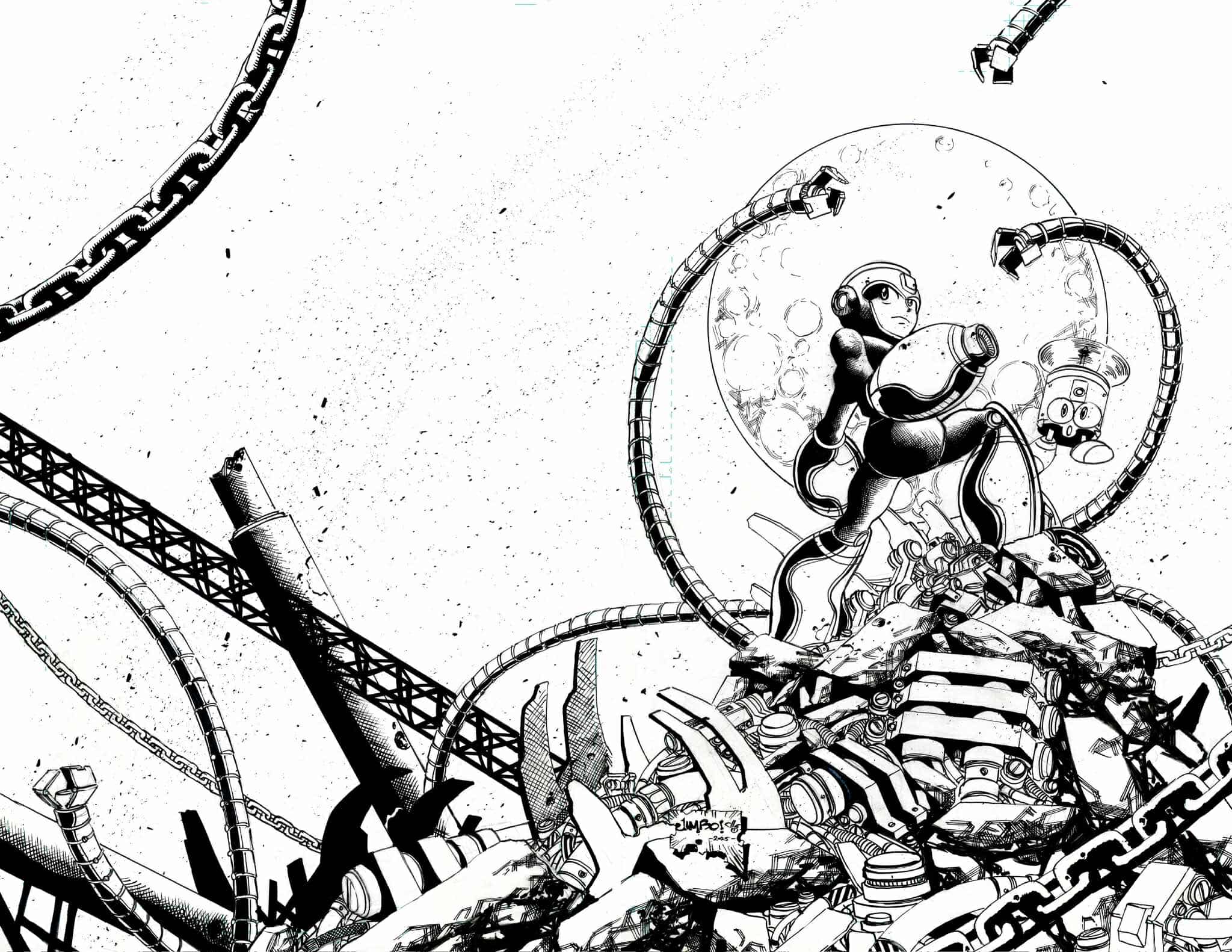 Jimbo Salgado Original Art Mega Man: Timelines #1 Wrap Around Cover