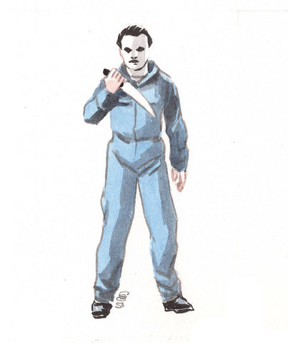 Guillaume Martinez Original Art Michael Myers Unlucky 13 Minis Collection (includes standing desk frame)