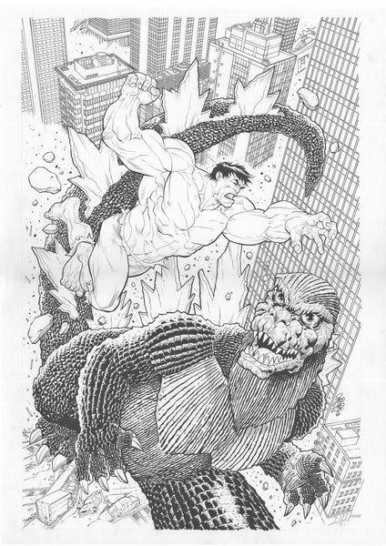 Paco Diaz Original Art Godzilla vs. Hulk #1 Cover