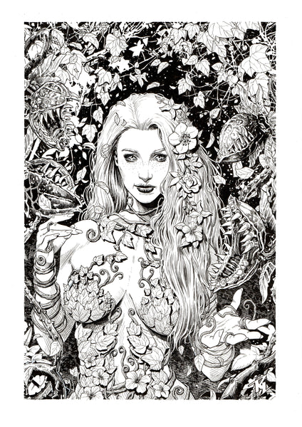 Riccardo Latina Original Art Poison Ivy Batman Villains Collection Illustration