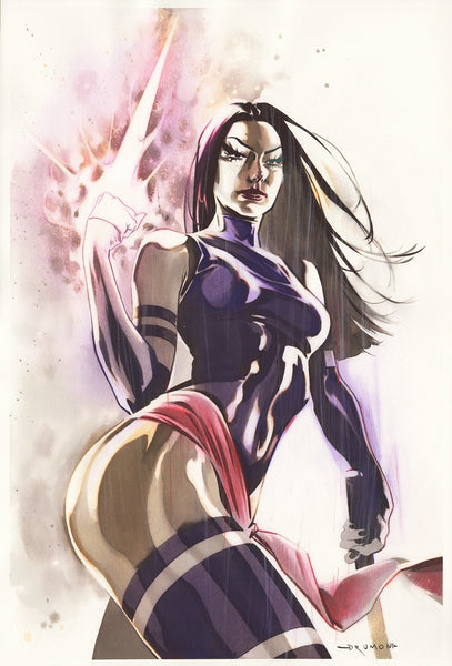 Ricardo Drumond Original Art Psylocke Mixed Media Quink Illustration