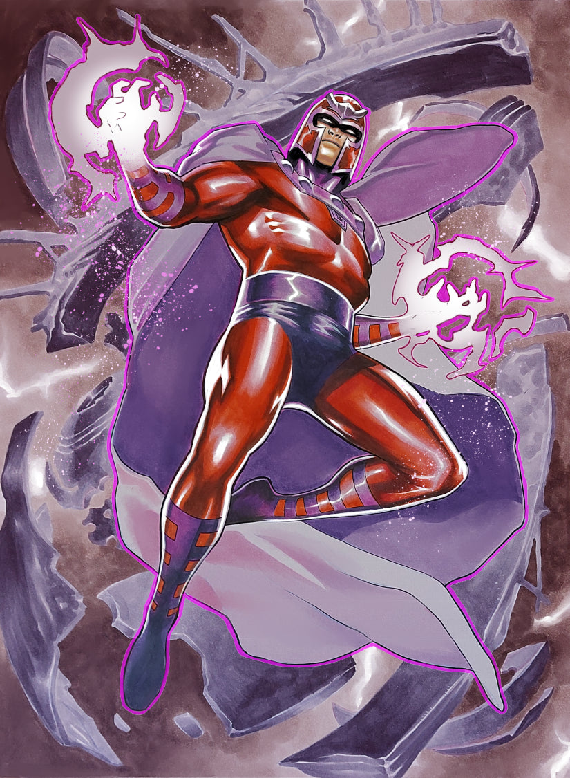 Rafa Sandoval Original Art Magneto Marvel Flair Upper Deck Card Art
