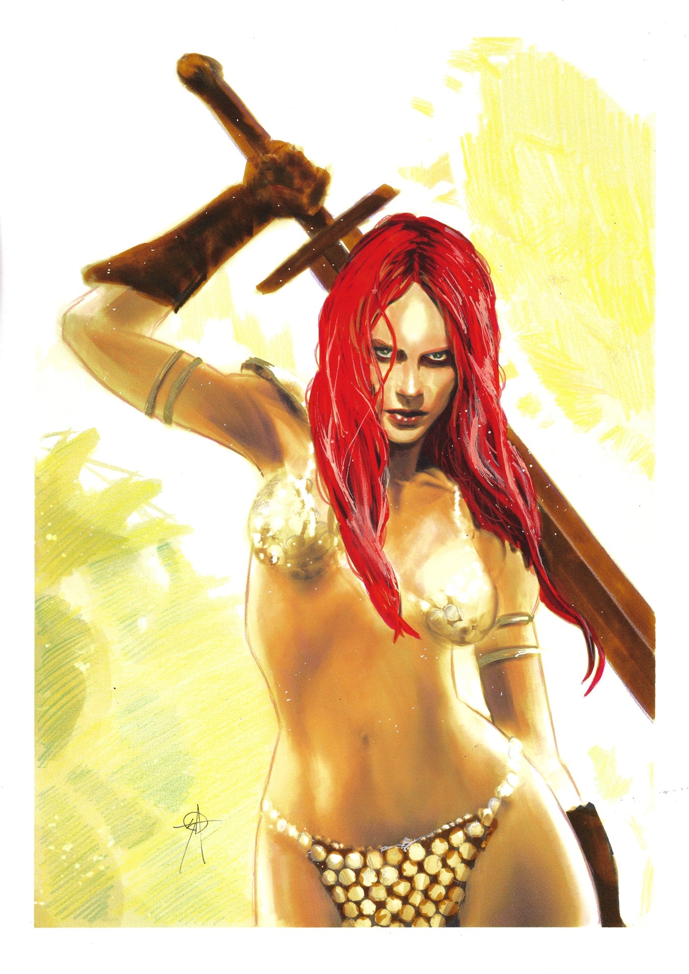 Seth Adams Original Art Red Sonja Illustration