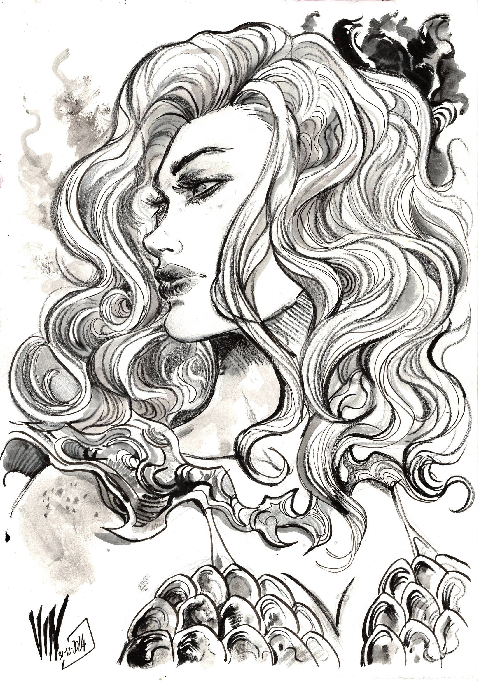 Vincenzo Riccardi Original Art Red Sonja Illustration