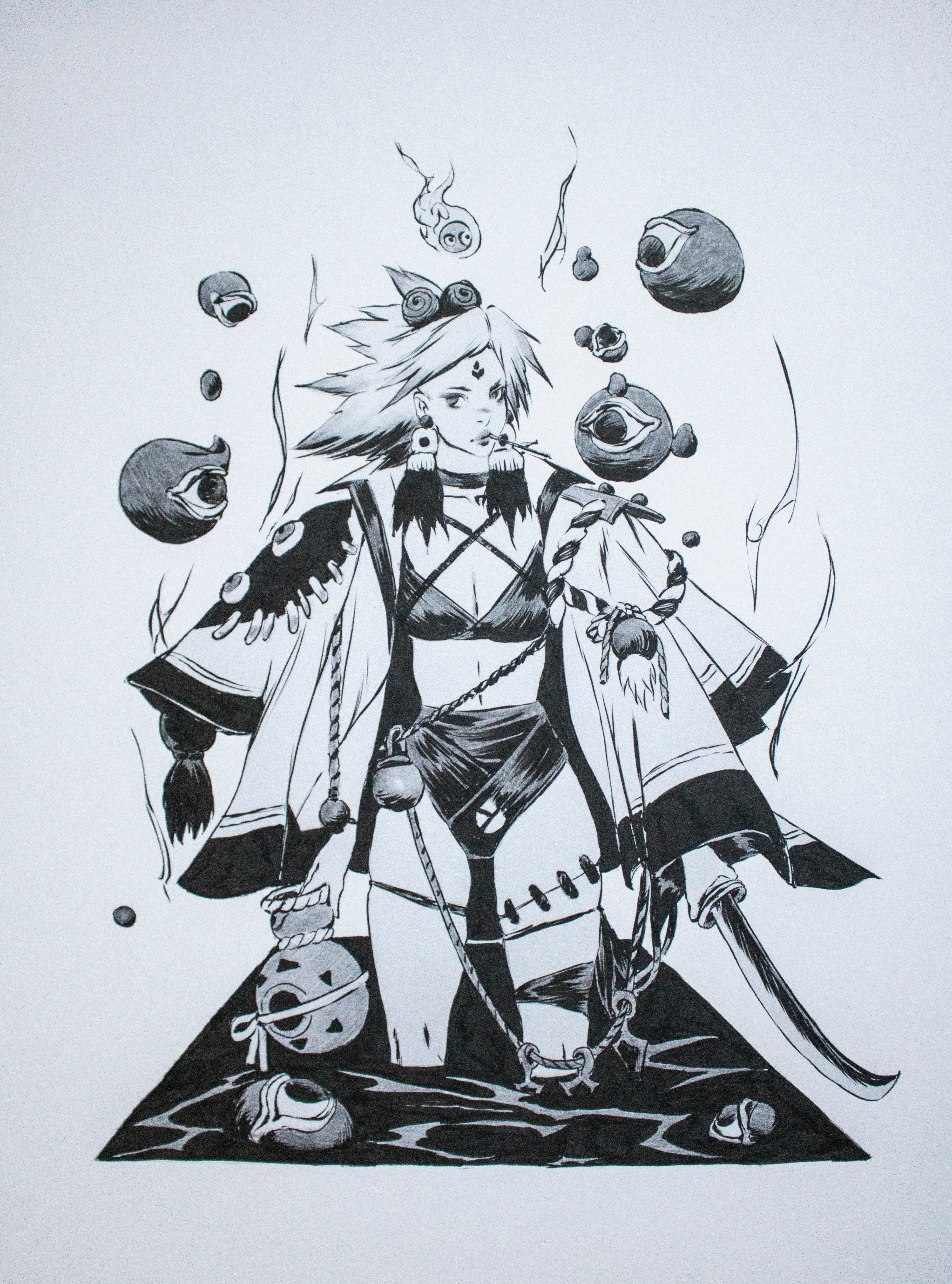 Yona Saura Original Art Ronin Doll Illustration