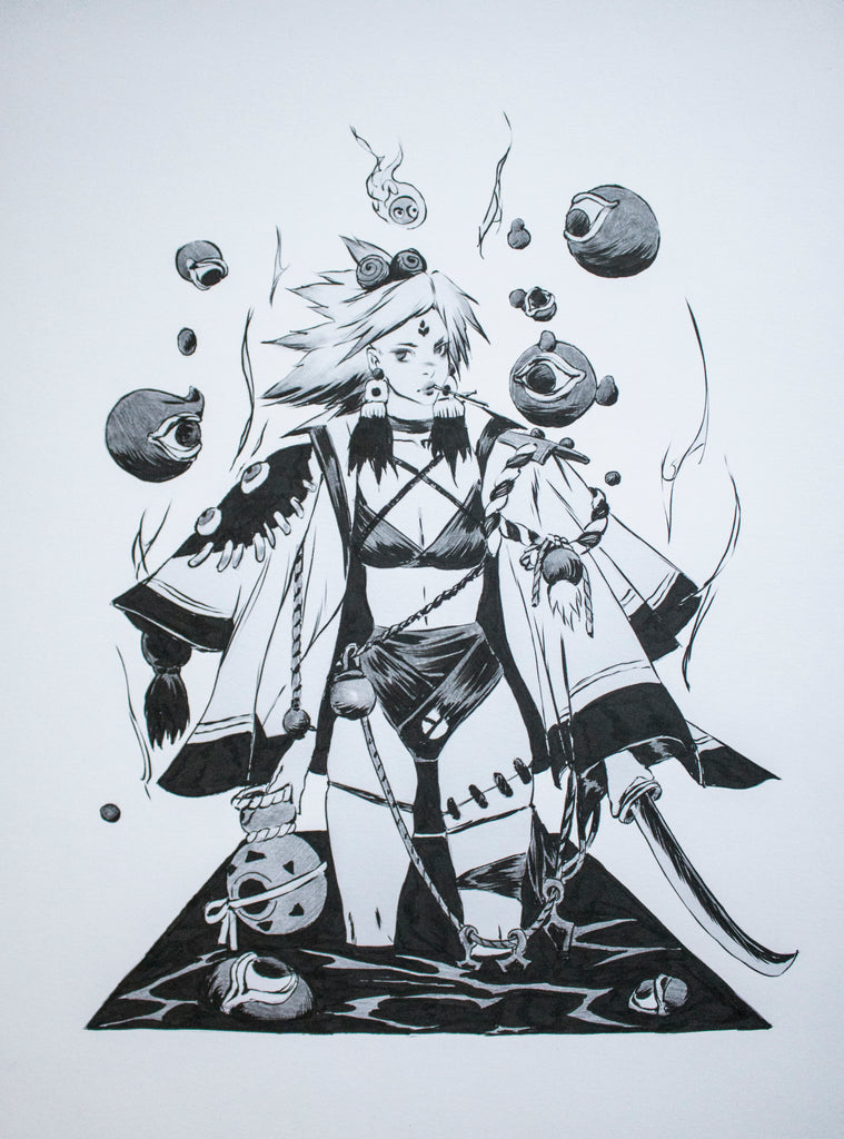 Yona Saura Original Art Ronin Doll Illustration Comic Art