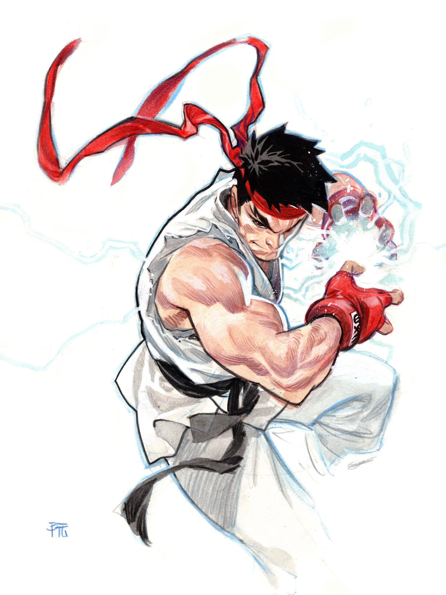 Dike Ruan Original Art Street Fighter Ryu Illustration – Kirby's Comic Art