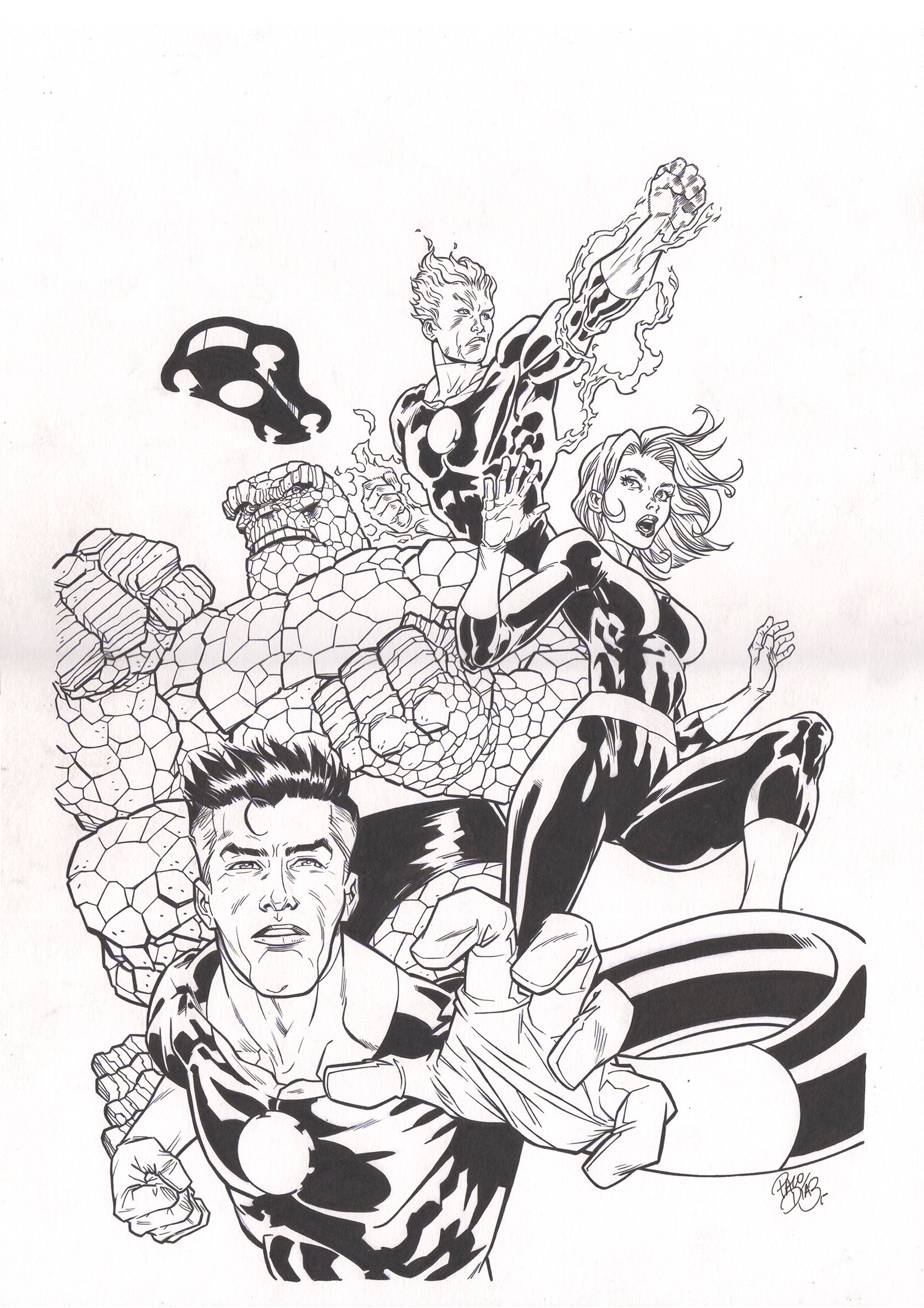 Paco Diaz Original Art Fantastic Four #3 Veve Cover (First Appearance of Fantasti Car)