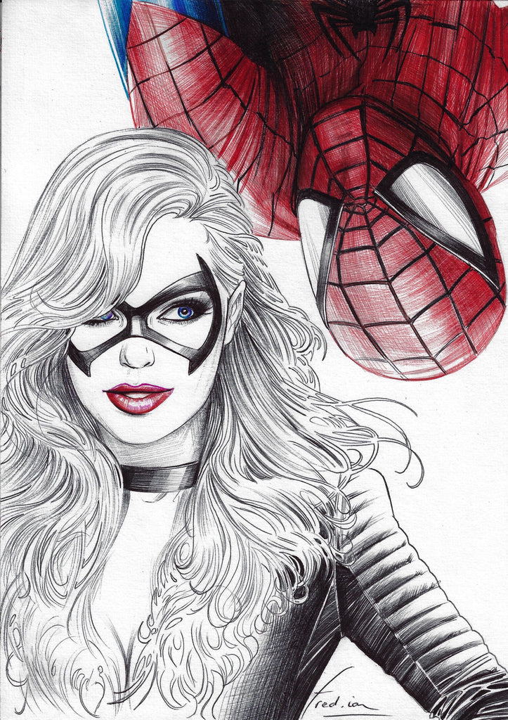 Fred Ian Original Art Black Cat & Spider-Man Comic Book Couples + Art ...