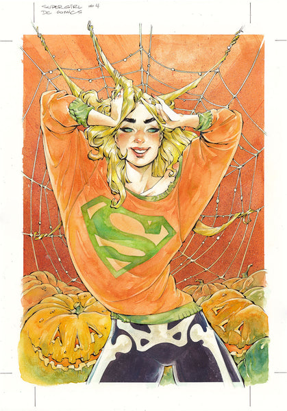 Chuma Hill Original Art Supergirl #5 Pumpkin Spicy Variant Cover
