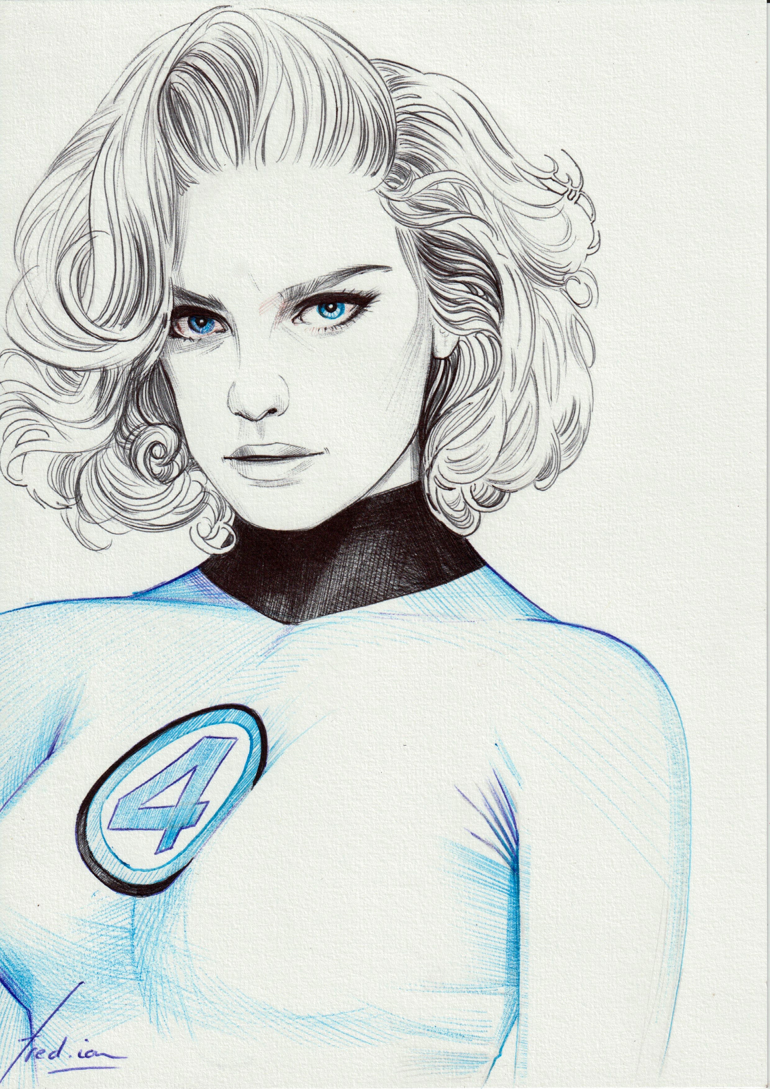Fred Ian Original Art Sue Storm Illustration