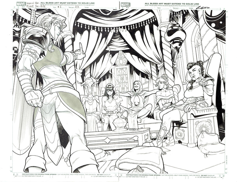 Emilio Laiso Original Art Imperial War: Planet She-Hulk #1 Pages 2-3 Double Page Spread