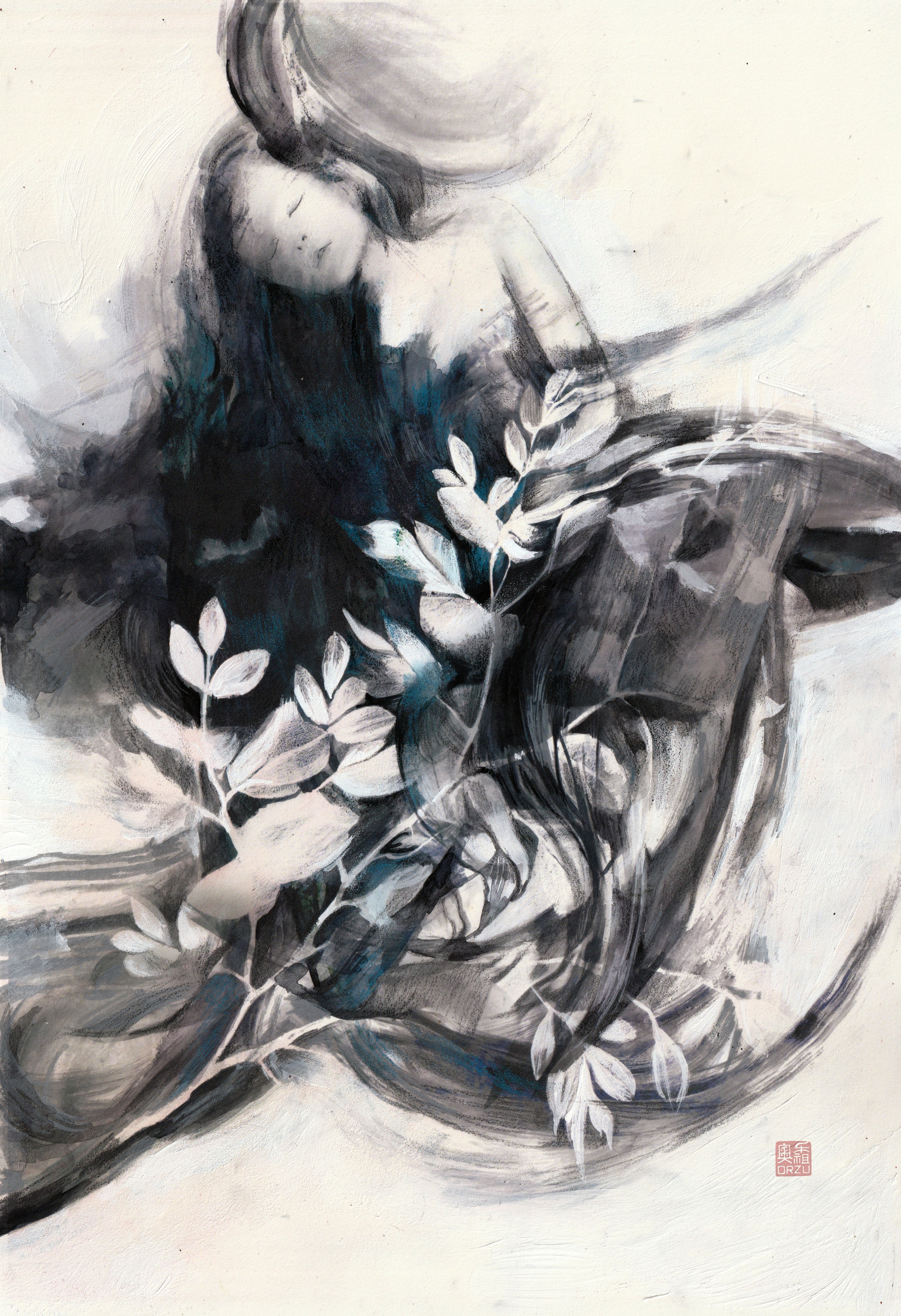 Zu Orzu Original Art See You Tomorrow Variant Painted Charcoal Cover