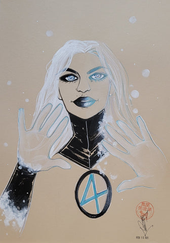 Francesca Fantini Original Art Sue Storm Fantastic Four Mixed Media Illustration