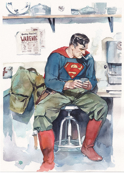 Ito Original Art Superman Coffee Break Illustration
