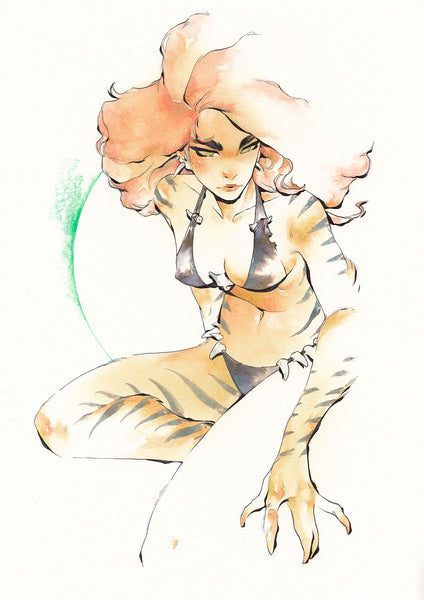 Chuma Hill Original Art A4 Tigra Illustration