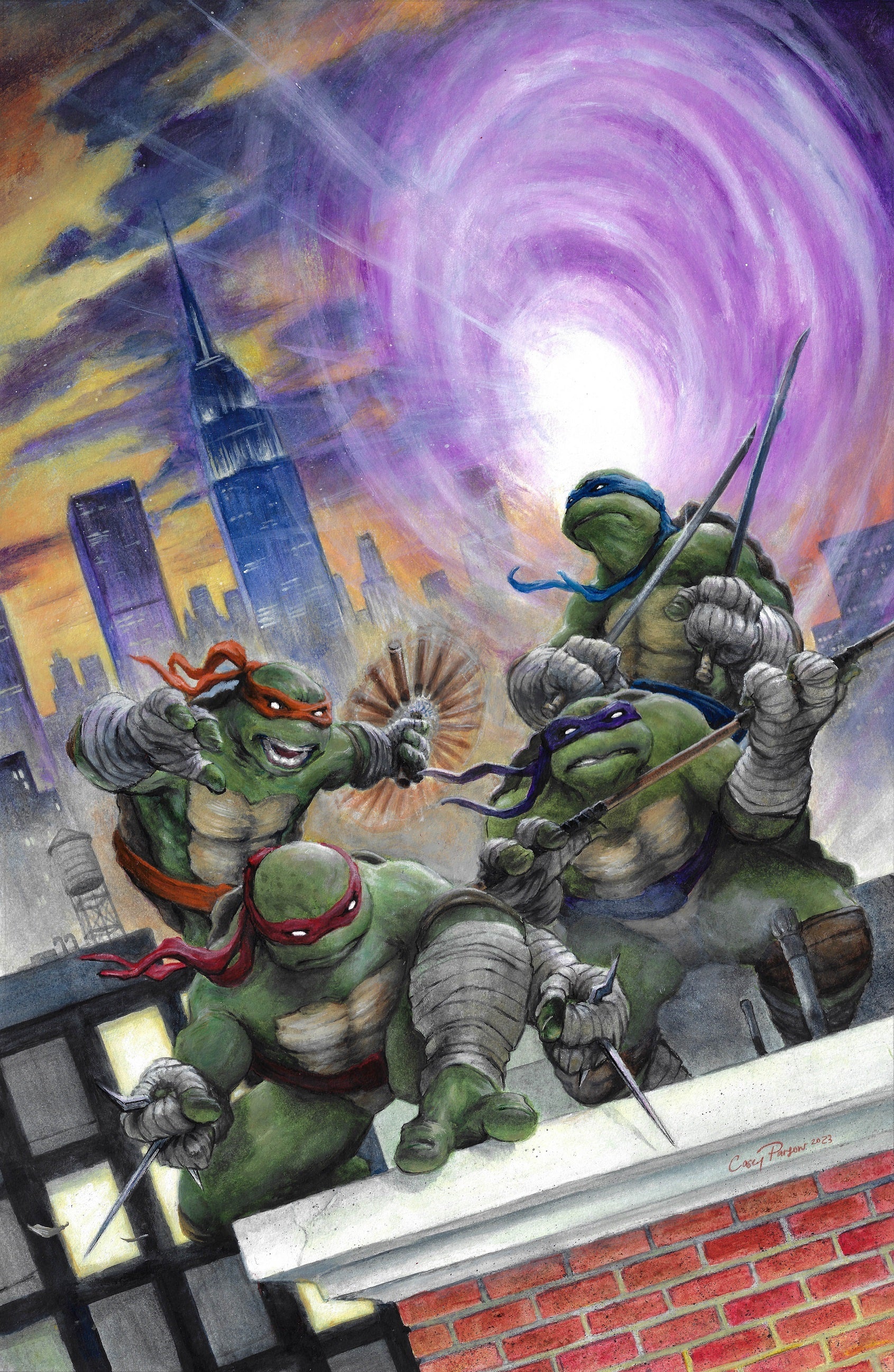 Casey Parsons Original Art Teenage Mutant Ninja Turtles: Splintered Fate #1 Cover