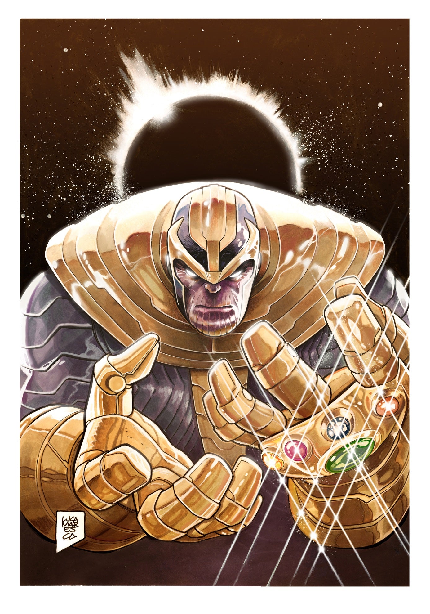 Luca Maresca Original Art Thanos Panini Marvel Anthology Trading Card