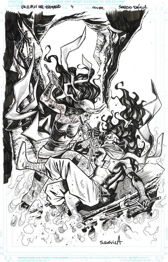 Sergio Davila Original Art Daredevil: Unleash Hell #4 Cover Comic Art