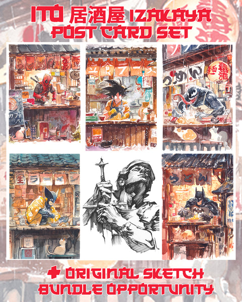 Ito 居酒屋 Izakaya Postcard Set (+Original Sketch Bundle)