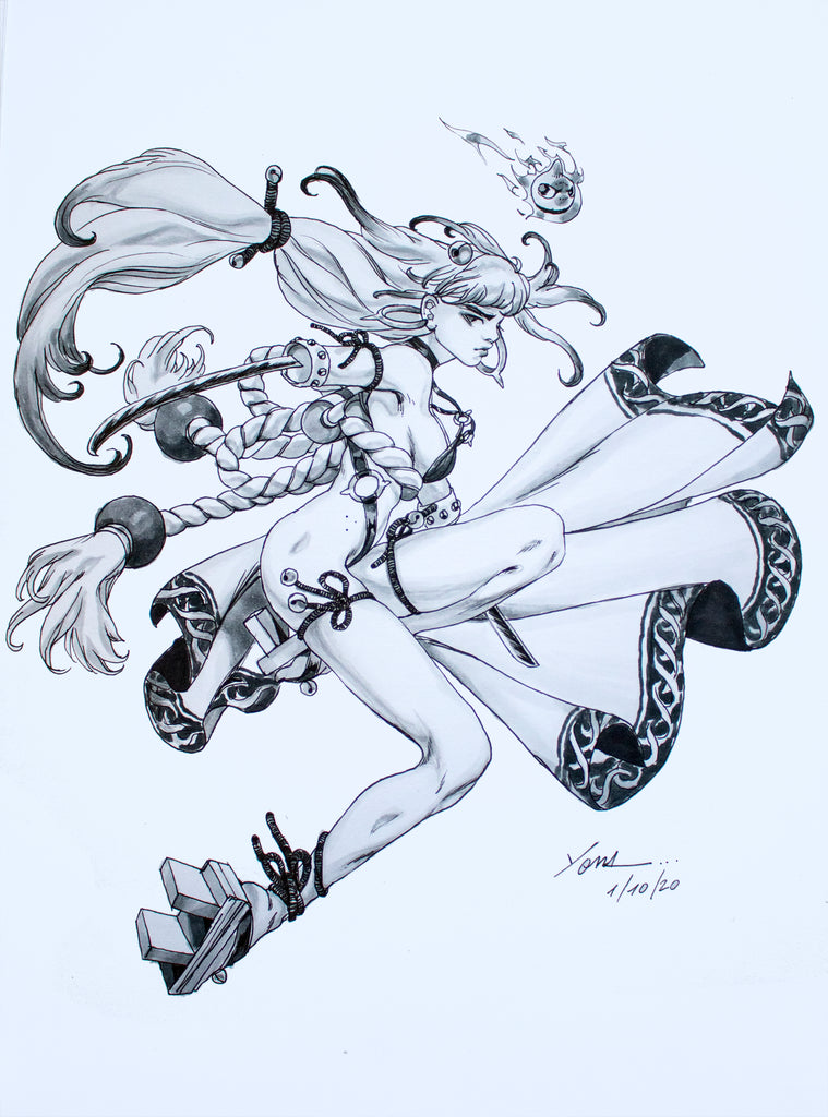 Yona Saura Original Art Velvet Doll Illustration Comic Art