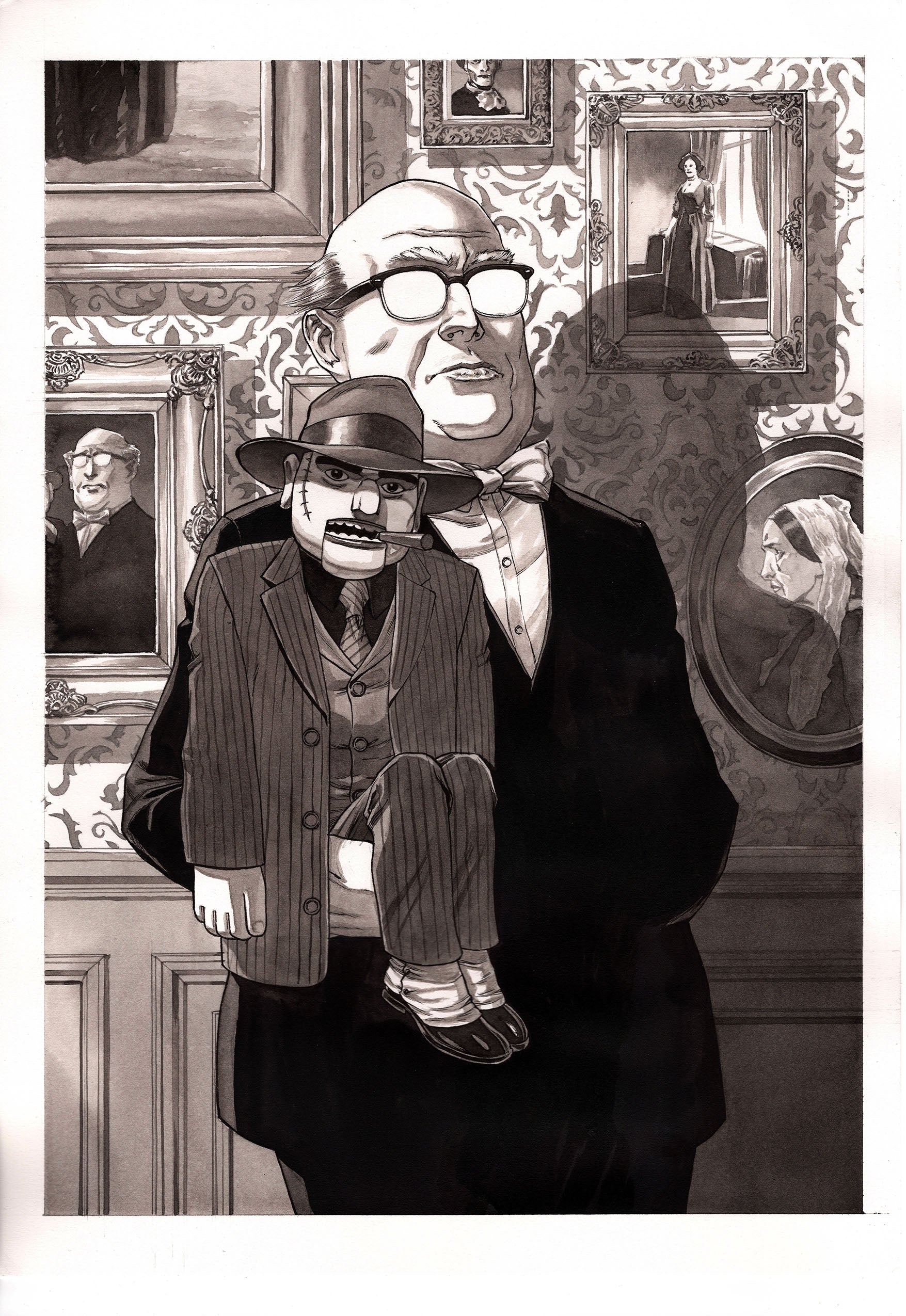 Guillaume Martinez Original Art Ventriloquist Illustration