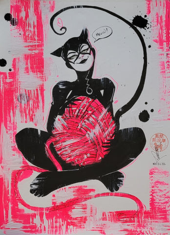 December 22 Advent Calendar Francesca Fantini Original Art Catwoman Illustration