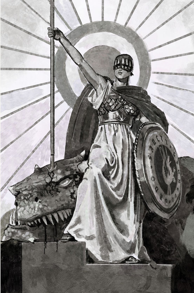 Chris Shehan Original Art Book Of Cutter 'Cutter Full Figure & Dragon' Page Comic Art