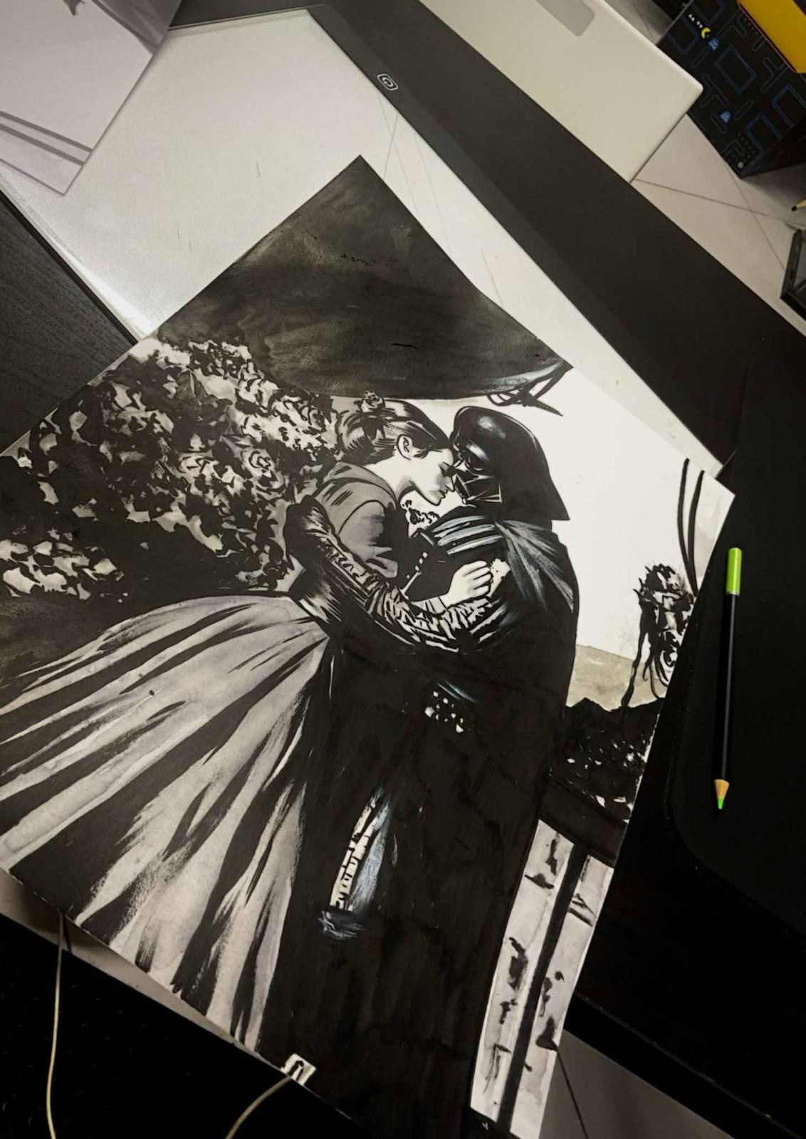 Francesco Tomaselli Original Art Star Wars: Darth Vader & Padmé Amidala Illustration
