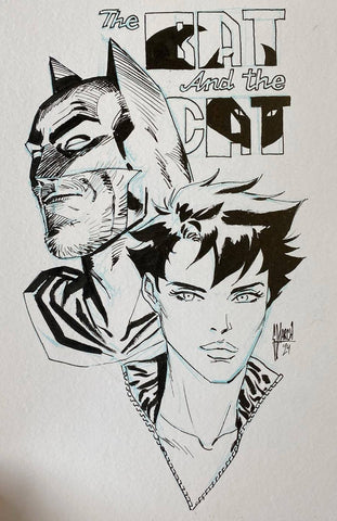Guillem March Original Art 'The Bat & Cat' Illustration 2