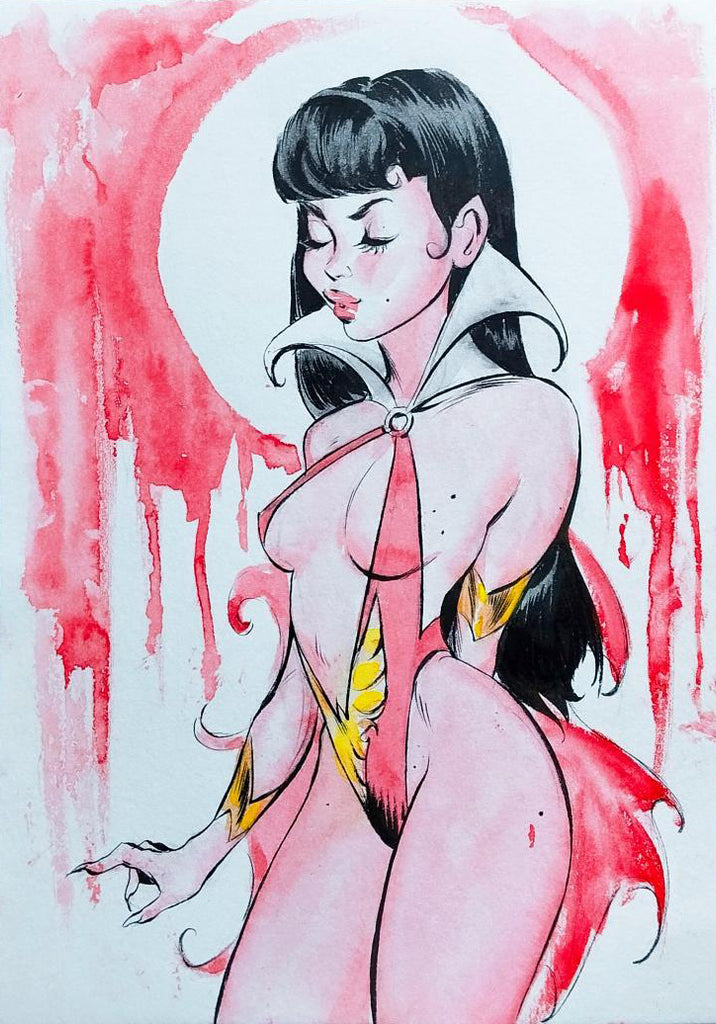 Yona Saura Original Art A4 Vampirella Illustration Comic Art