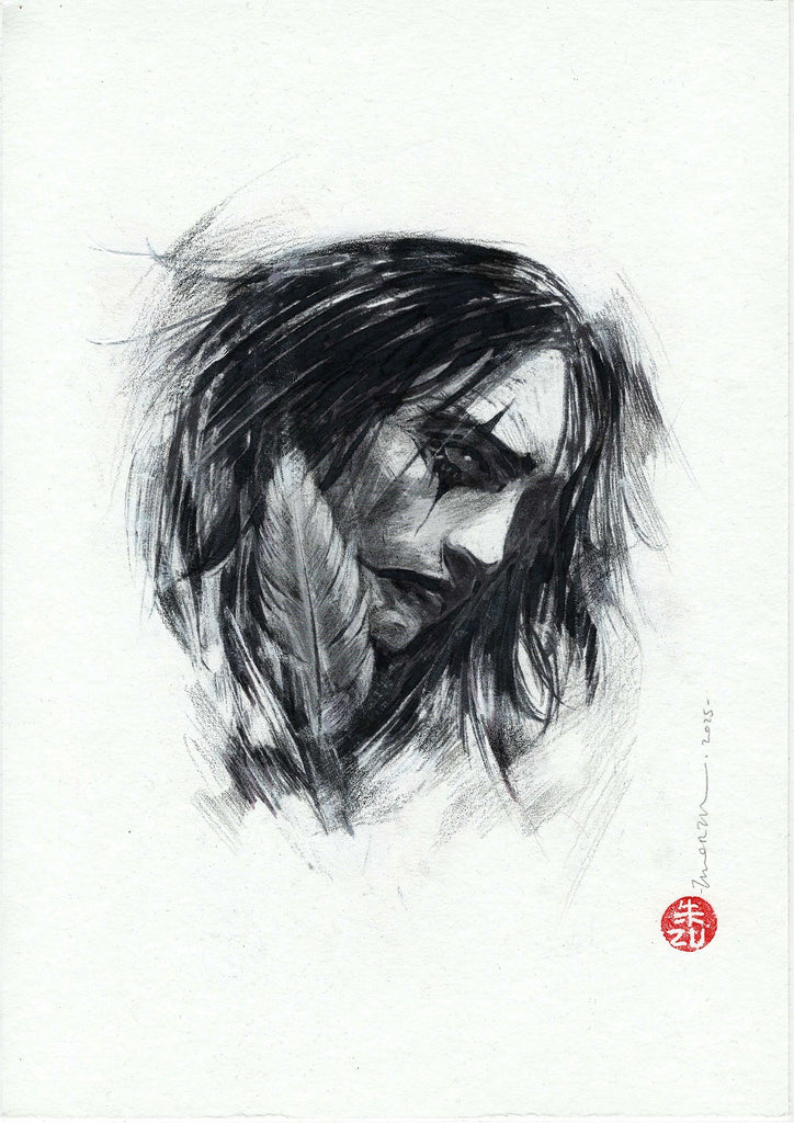 Zu Orzu Original Art Mixed Media Portraits Week 2: The Crow Comic Art