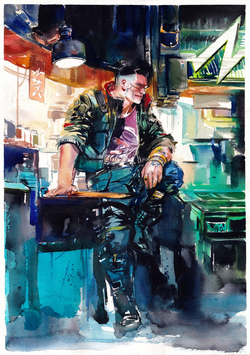 Ito Original Art CD Projekt Red Cyberpunk TCG Jackie Welles