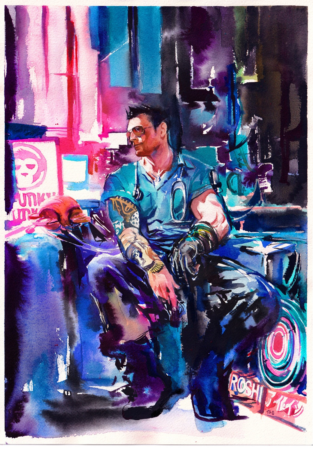 Ito Original Art CD Projekt Red Cyberpunk TCG Viktor Vektor