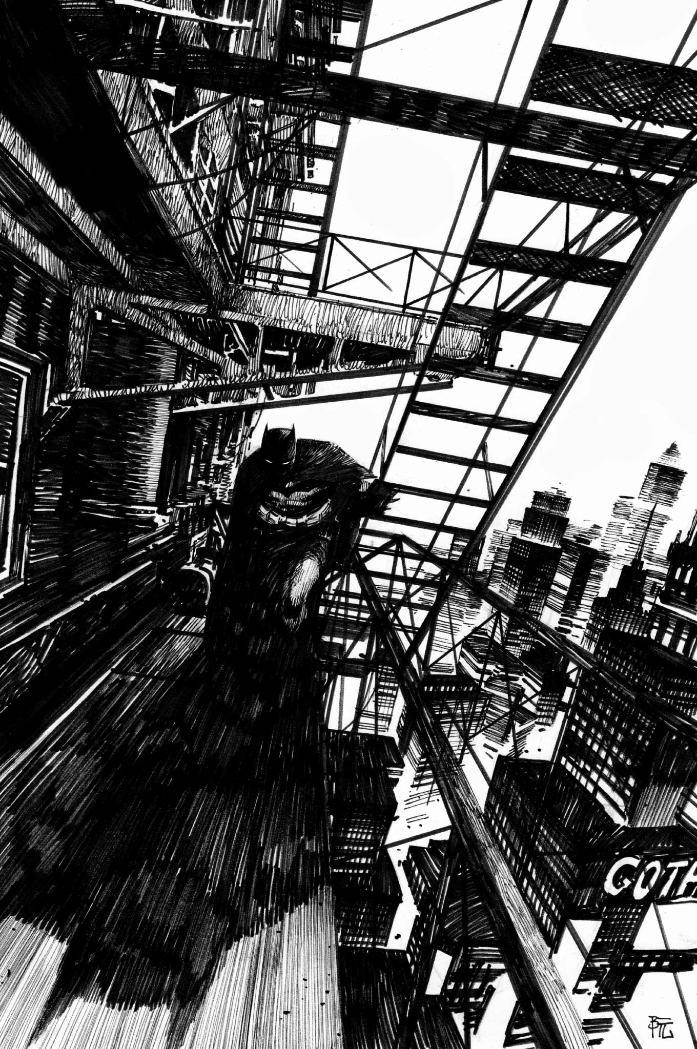 Dike Ruan Original Art Batman Illustration