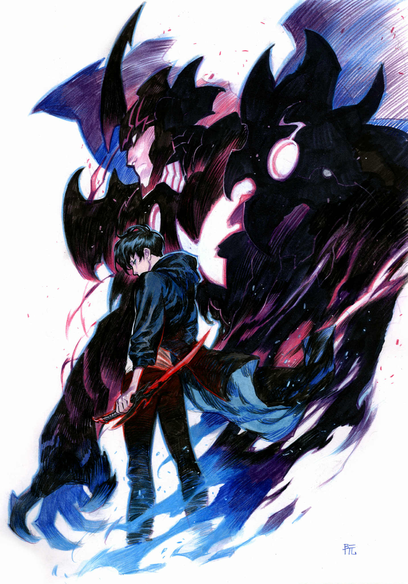 Dike Ruan Original Art Sung Jin-woo from Solo Leveling Illustration